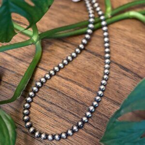 ✨ 16" Oxidized 6mm Beaded Necklace w/ 1.5" Extender ✨